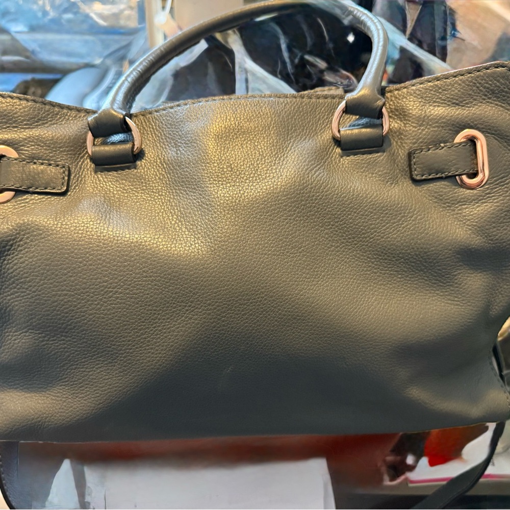 Michael Kors Gray Pebbled Leather Satchel w/ Gold Hardware - Picture 2 of 6